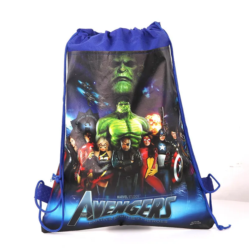 Drawstring bag 1pcs 6 шт. Супер Герои Мстители мультфильм конфеты детский душ День Рождения украшения бумага детская Подарочная коробка Упаковка вечерние сувениры - Цвет: Drawstring bag 1pcs
