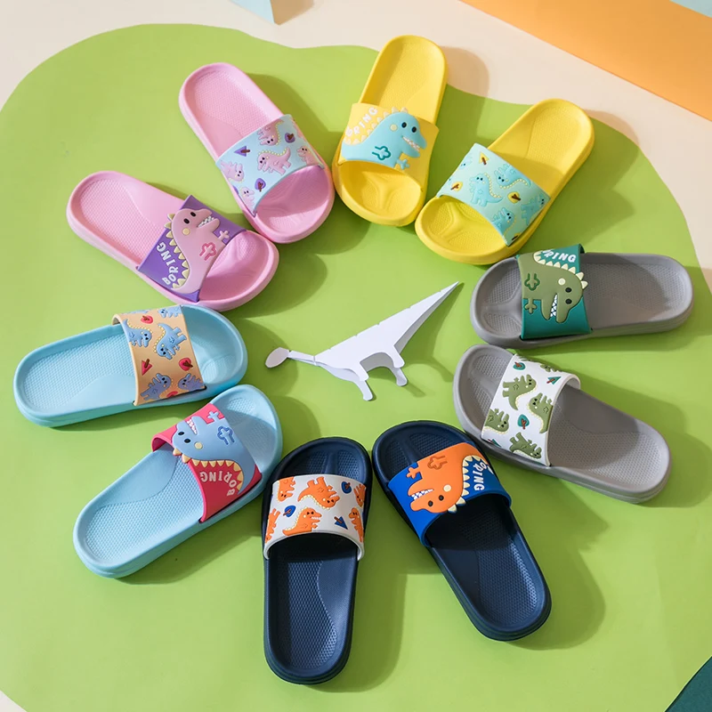 Jackshibo 2020 летние тапочки для мальчиков и девочек детские домашние с животными