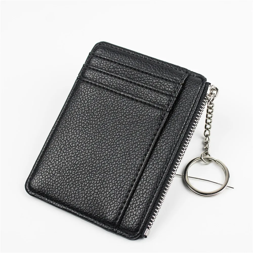 

Mini Cards Holder Wallet Coin Purse Slim Women Card Holder Pu Leather Unisex Zipper Business Card Case Men Credit