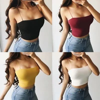 summer sexy female crop tops women sleeveless straps tank top solid fitness lady camis casual white black top 7 color s l