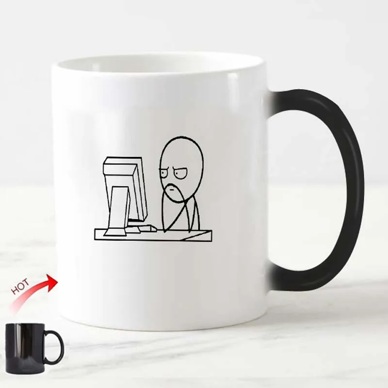 

Novelty Meme Computer Guy Coffee Mug Tea Cup Funny Stickman Nerd Gifts for Engineer Programmer IT Coworker Joke Birthday Present