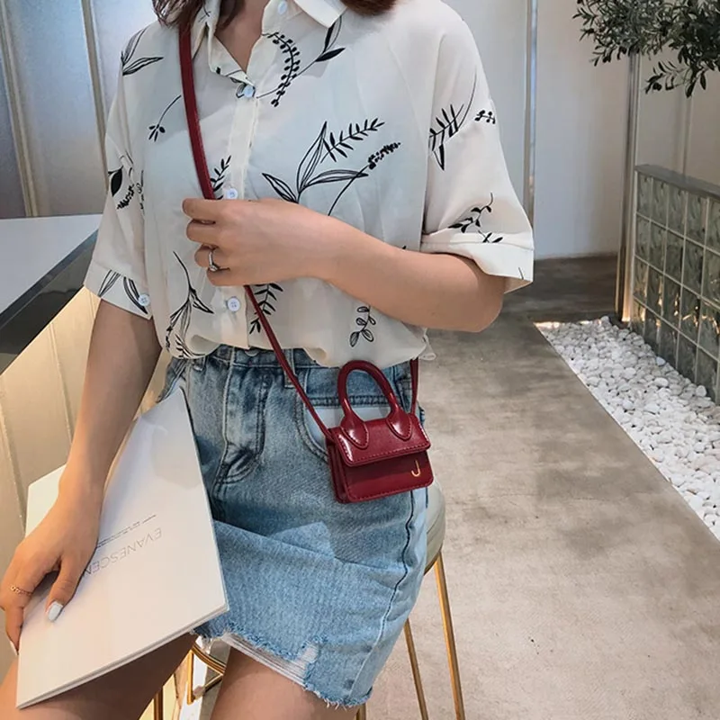 Женская мини сумка через плечо милая однотонная из искусственной кожи для монет