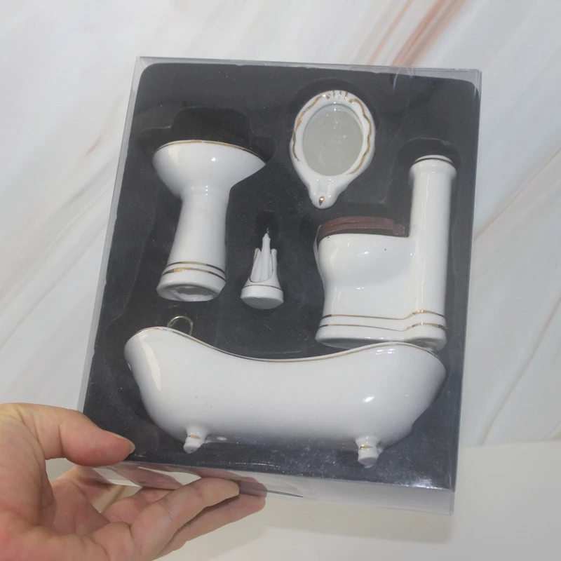 

1/12 Dollhouse Miniature Furniture Model Simulation Decor Accessories Bathroom Ceramics Sets