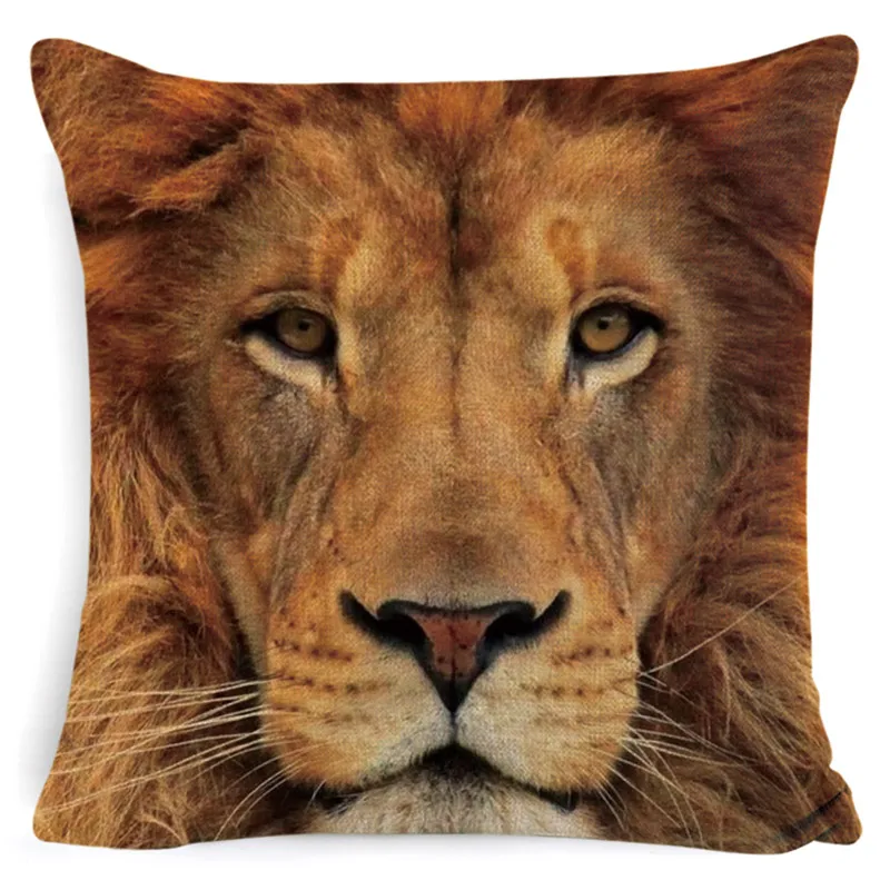 Чехол для подушки с изображением животных лев тигр полярный медведь из хлопка и