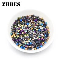 zhbes 3mm 100pcs plating colour square shape austrian crystal spacer loose beads for diy jewelry making bracelet accessories