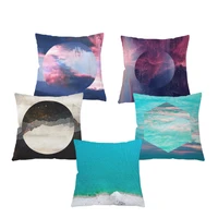 one side printing plush pillow covers scenic sun moon pillowcase home decorative sofa accessories cojines 45x45cm