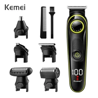 kemei electric shaver 5 in 1 lcd electric hair clipper multifunctional trimmer for men usb beard barber cordless shaving machine