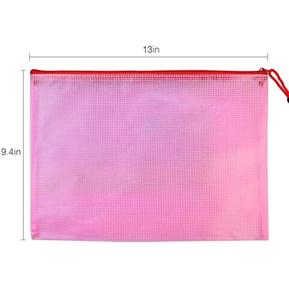 

Grid Zipper File Bag Information Bag Storage Bag Waterproof PVC Bag Plastic A4 Folder Various Colors