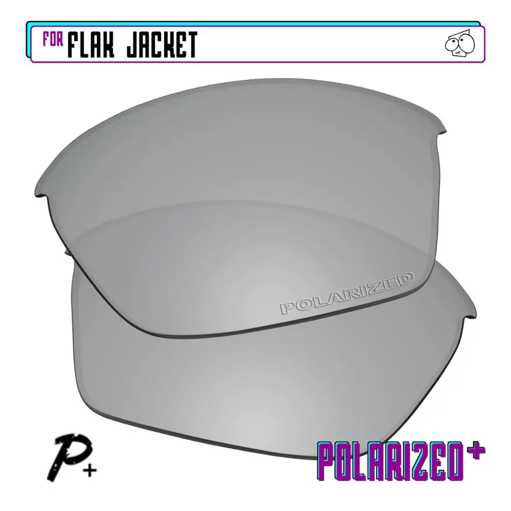 EZReplace Polarized Replacement Lenses for - Oakley Flak Jacket Sunglasses - Silver P Plus