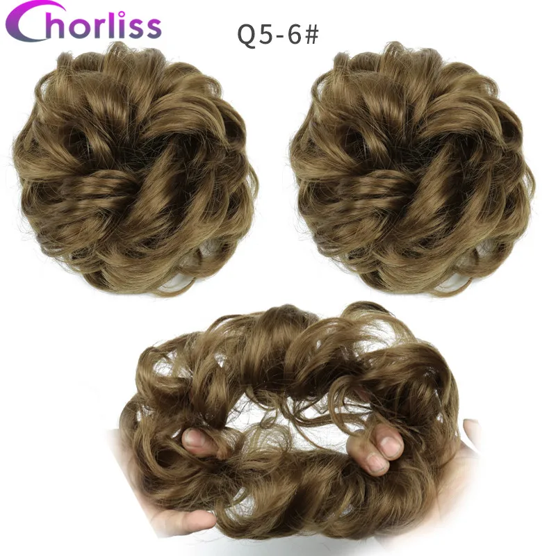Синтетические кудрявые резинки для волос шиньон для женщин Chorliss Hair wrap Rope головной убор натуральный блонд коричневый поддельные волосы булочки аксессуары - Цвет: 6
