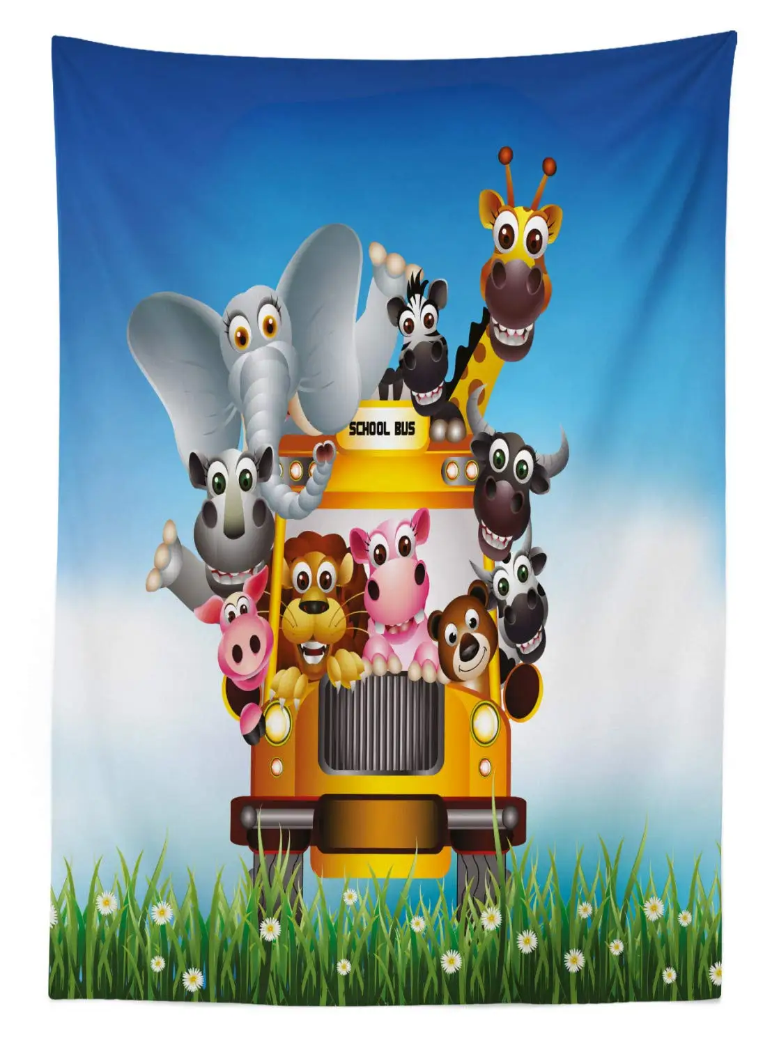 Детская Декоративная скатерть забавные Животные школьный автобус Слоник в