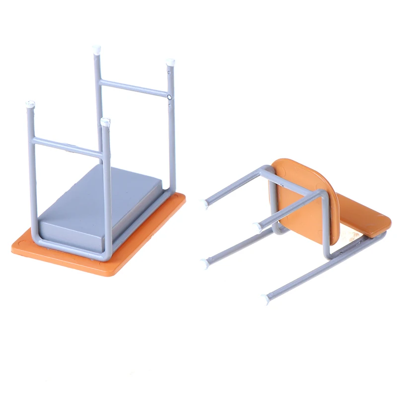 

1 Set (a Chair And A Table) Dollhouse Minature Classroom Table And Chair Set For Kids Toys Desk For Doll Students