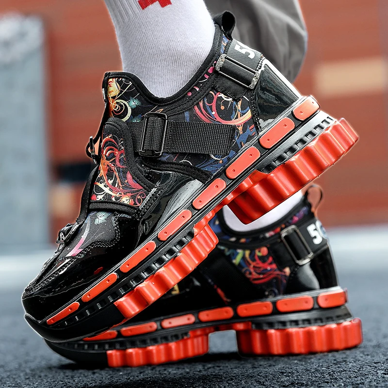 Мужская уличная спортивная обувь повседневная на толстой подошве золотого цвета