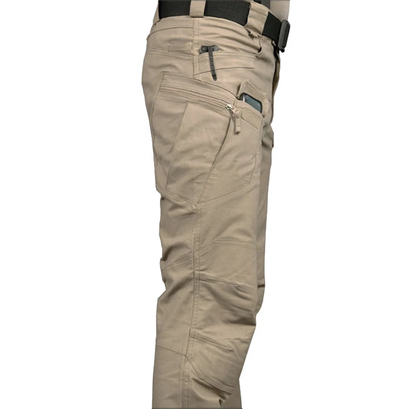 Мужские тактические брюки-карго однотонные штаны до колена в стиле милитари