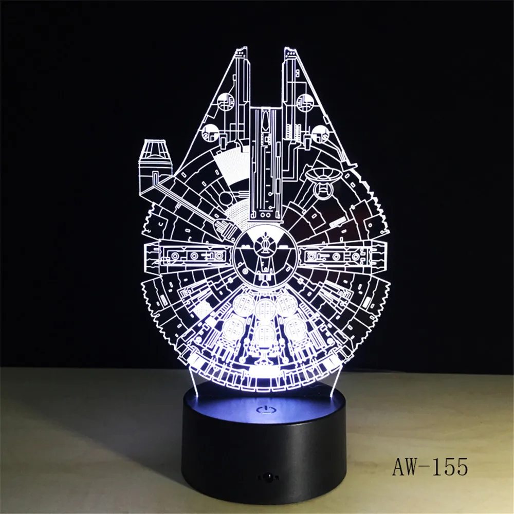 3D светодиодный ночник Falcon из Звездных войн 7 цветов атмосферная лампа новинка