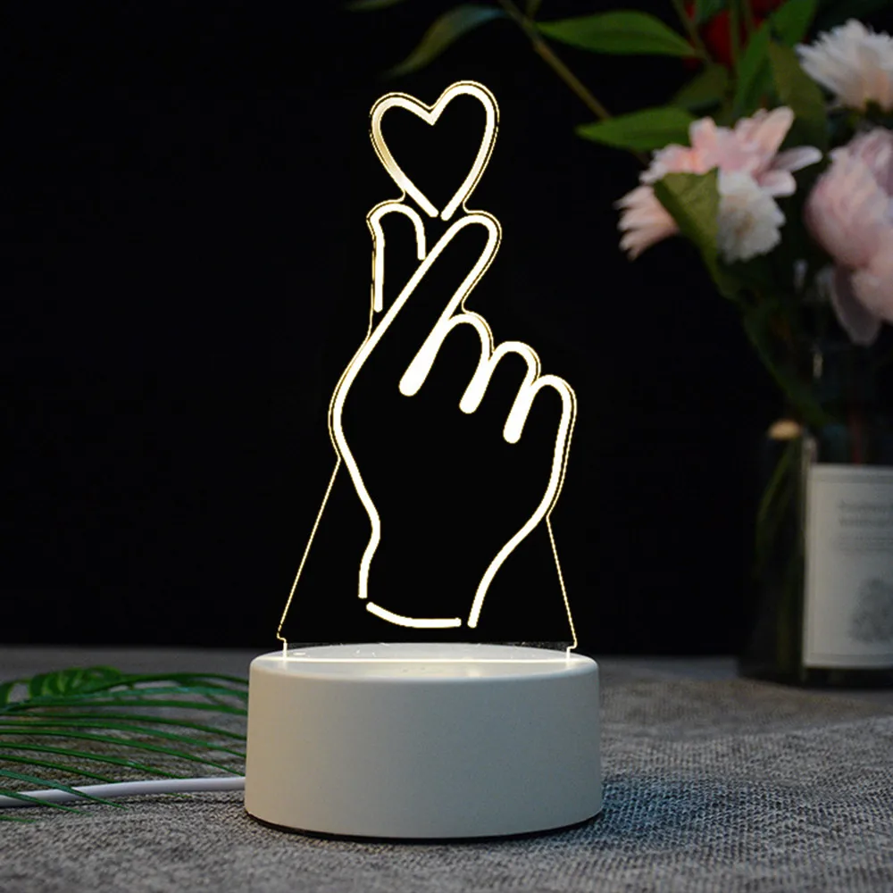 Красочная 3D голограммовая лампа I LOVE YOU USB акриловые огни Светодиодная ночник для
