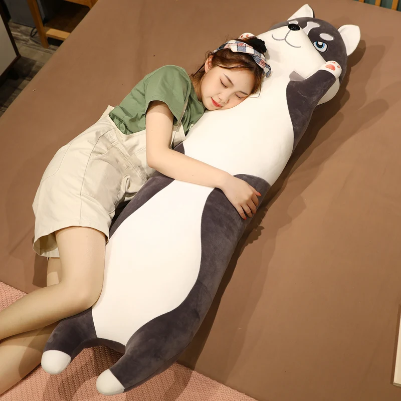 Comprar Almohada Larga Kawaii De 120CM Para Niños Y Niñas, Peluches De Husky, Perro Suave De Peluche, Cojín Para Dormir, Regalos, 1 Ud.
