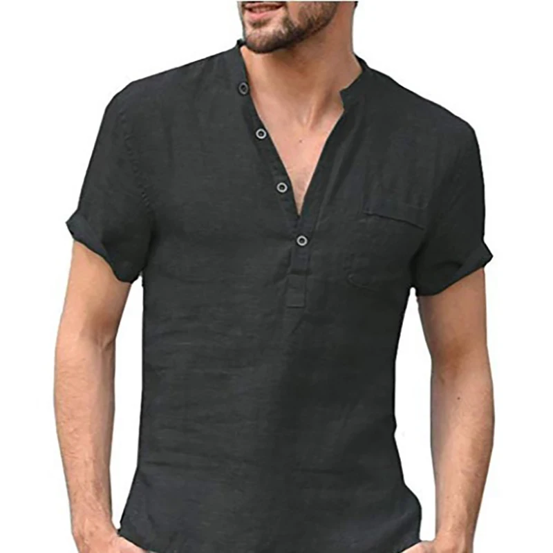 

High Quality 2021 New Men's Linen V Neck Bandage T shirts Male Solid Color Long Sleeves Casual Cotton Linen Tshirt Tops M-3XL