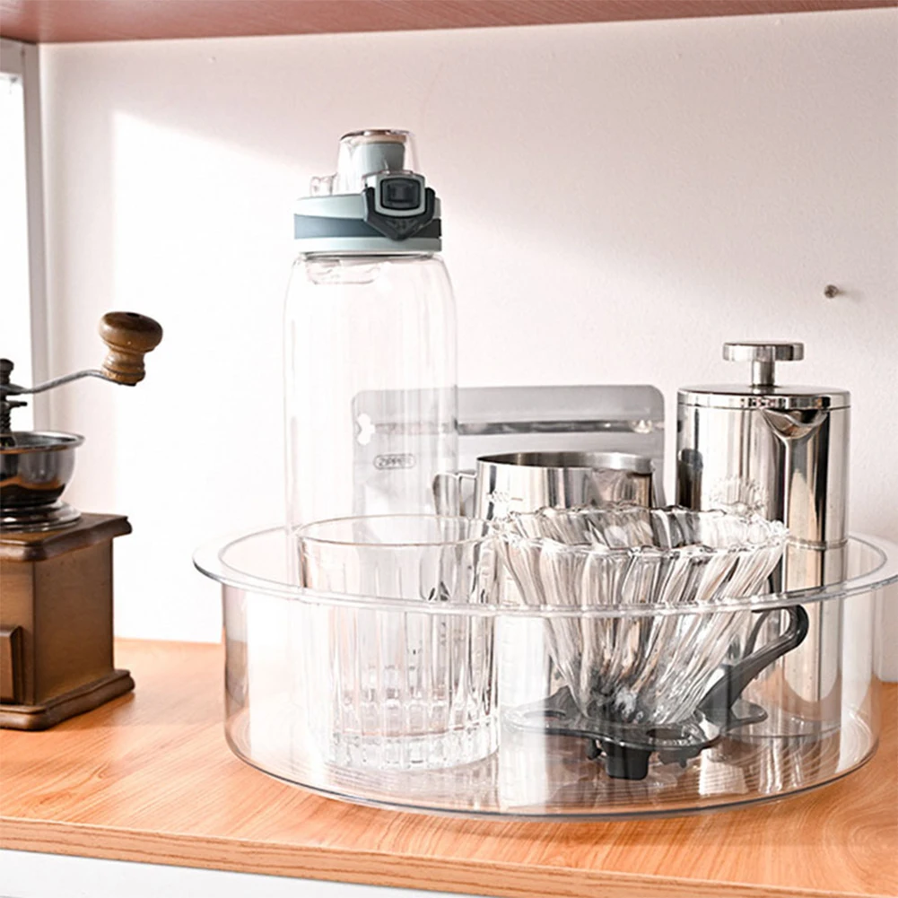 

Turntable Cans Cabinet Organizer Storage Rack Condiment Holder Cosmetics Transparent Workbench For Kitchen Lazy Susan Bathroom