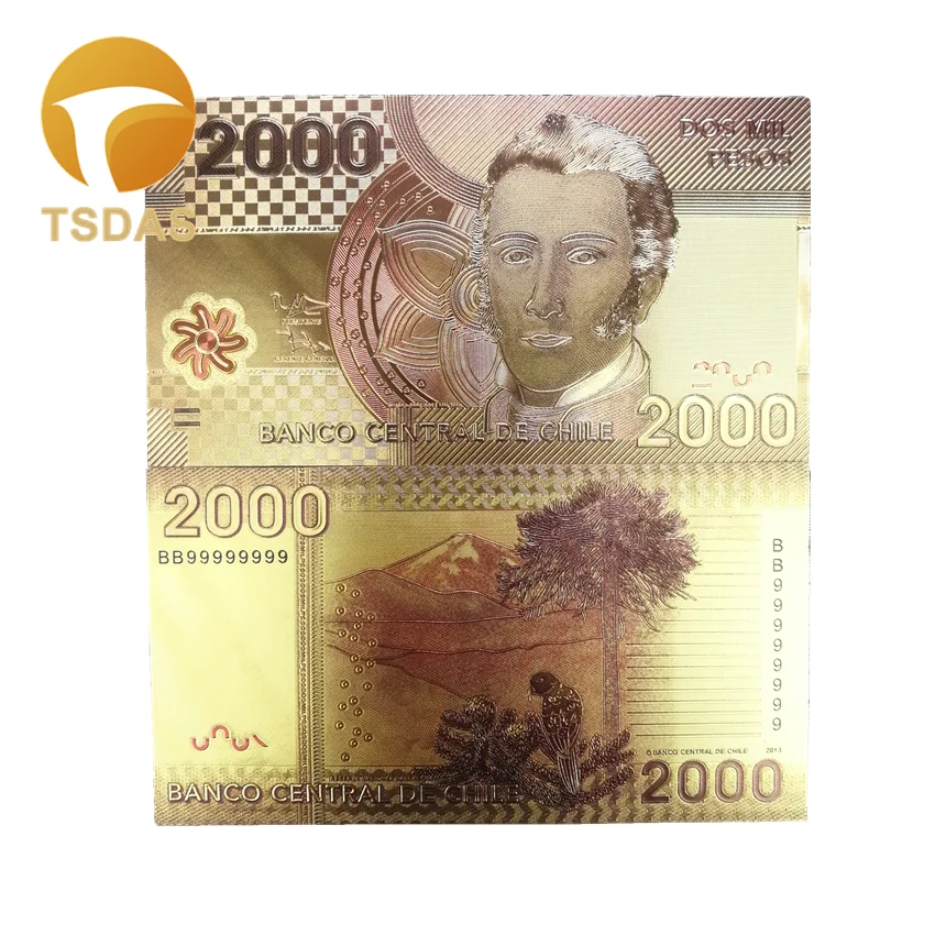 Чили Золотой набор банкнот 5 шт цветные 1000-20000 Pesos золотые банкноты