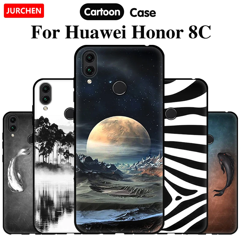 Мультяшный силиконовый чехол JURCHEN для телефона Huawei Honor 8C Honor8C из ТПУ Модный мягкий