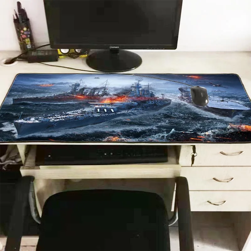 

XGZ World of Warships Large Gaming Mouse Pad Lock Edge Mouse Mat Laptop Computer Keyboard Pad Desk Pad for Dota CSGO Mousepad