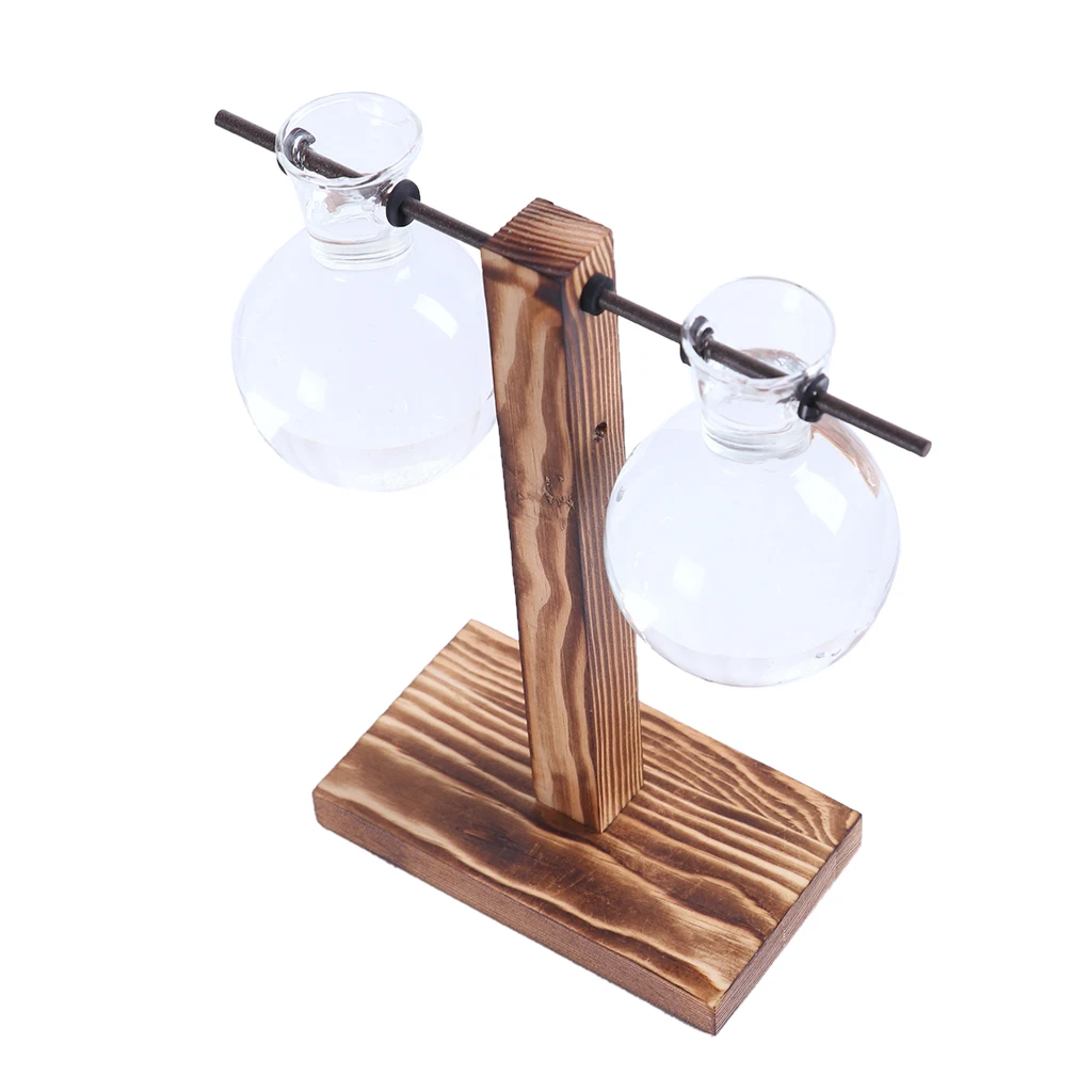 Винтажная деревянная подставка стеклянная гидропонная ваза для цветов