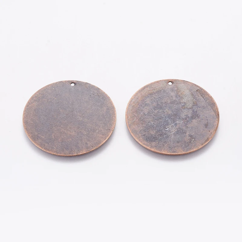 34x0.5mm 10 шт. металлические прямоугольные метки, латунные пустые штамповочные бирки подвески, античная бронза красная медь F70 - Окраска металла: 34x0.5mm