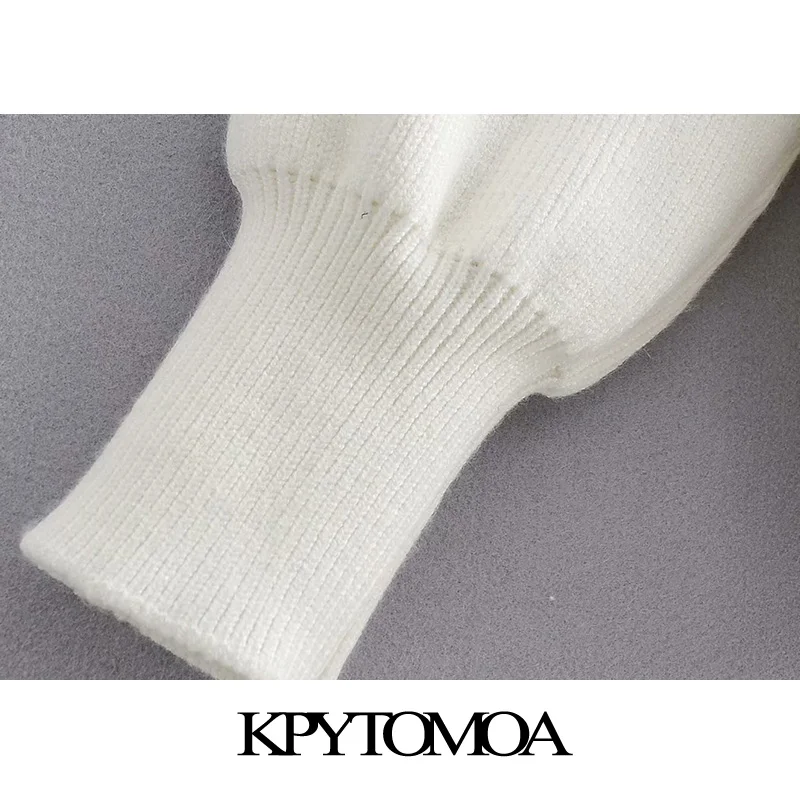 

Vintage Stylish Strapless Loose Knitted Sweater Women 2020 Fashion O Neck Long Sleeve Female Pullovers Chic Tops