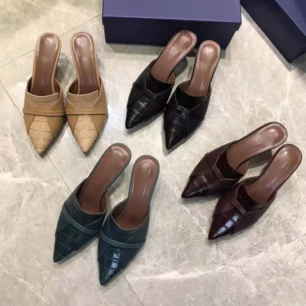 

Женские туфли Vallu, летние туфли с острым носком и острым кожаным швом, модные Универсальные уличные Повседневные тапочки для стрельбы, king, 2021