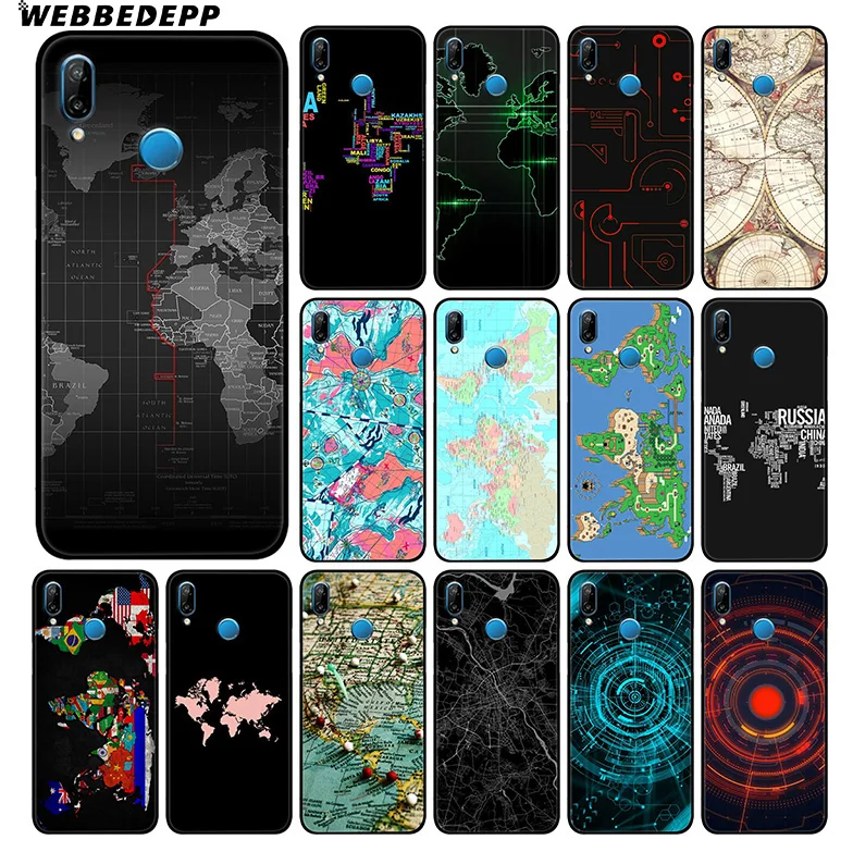 World Map Travel Soft Case for Huawei Mate 30 P20 P30 P Smart Z Plus Lite Pro 2018 2019 Honor View 20 9X |