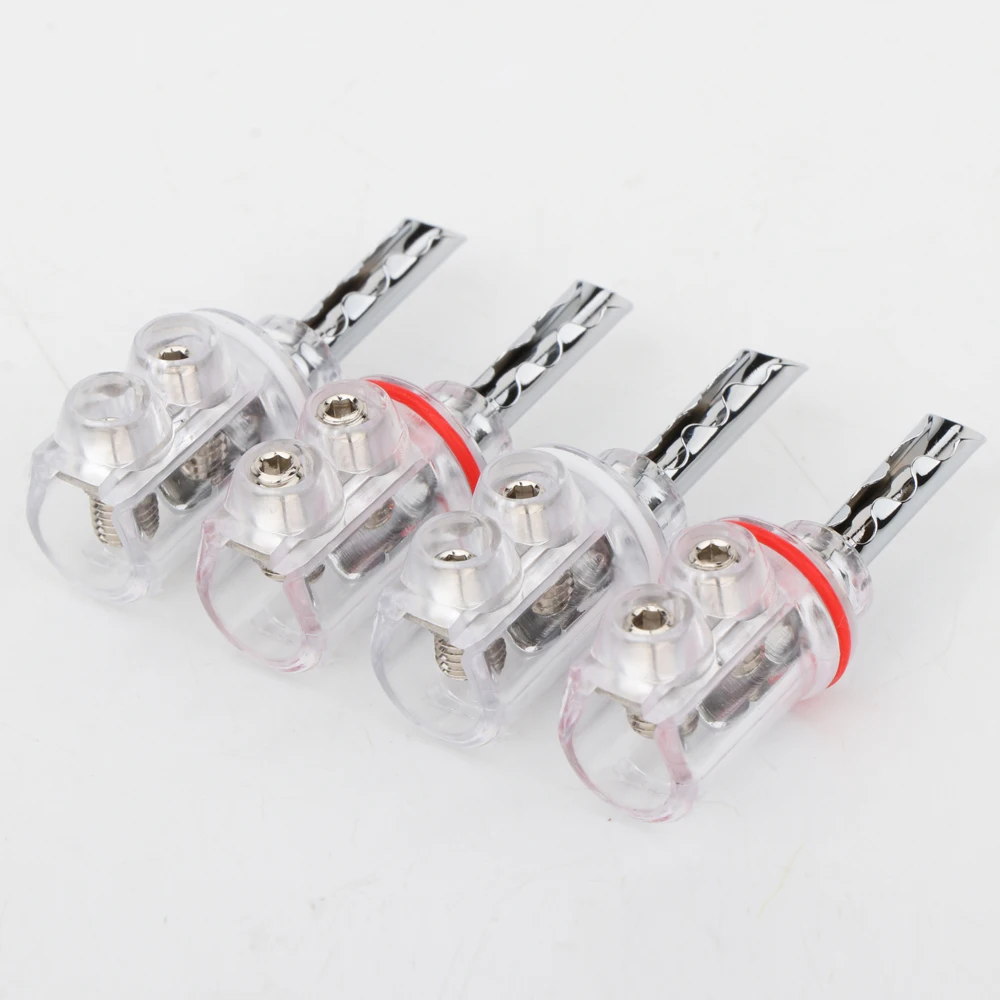 High Quality 1Set 4mm Rhodium plated BFA banana Transparent Cover Audio Banana Plug speaker cable