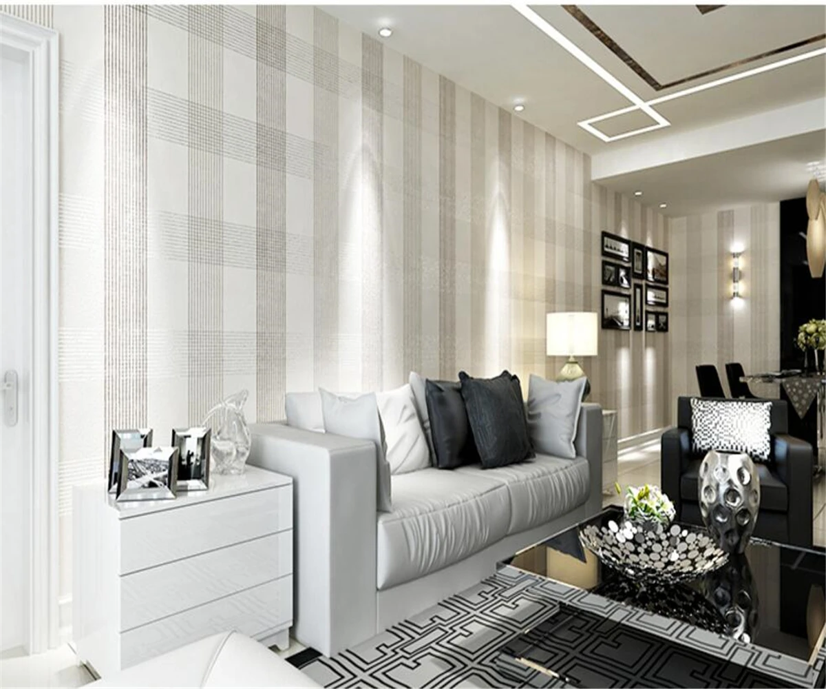 

beibehang Nonwovens Wallpapers Modern Simple Wallpapers Living Room Bedroom TV Background Walls Grids 3d Drawings