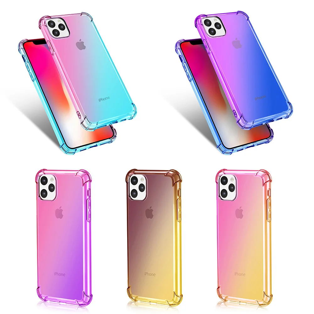 Роскошный противоударный мягкий чехол с градиентом для телефона iPhone 11 Pro Max 8 7 6 6S