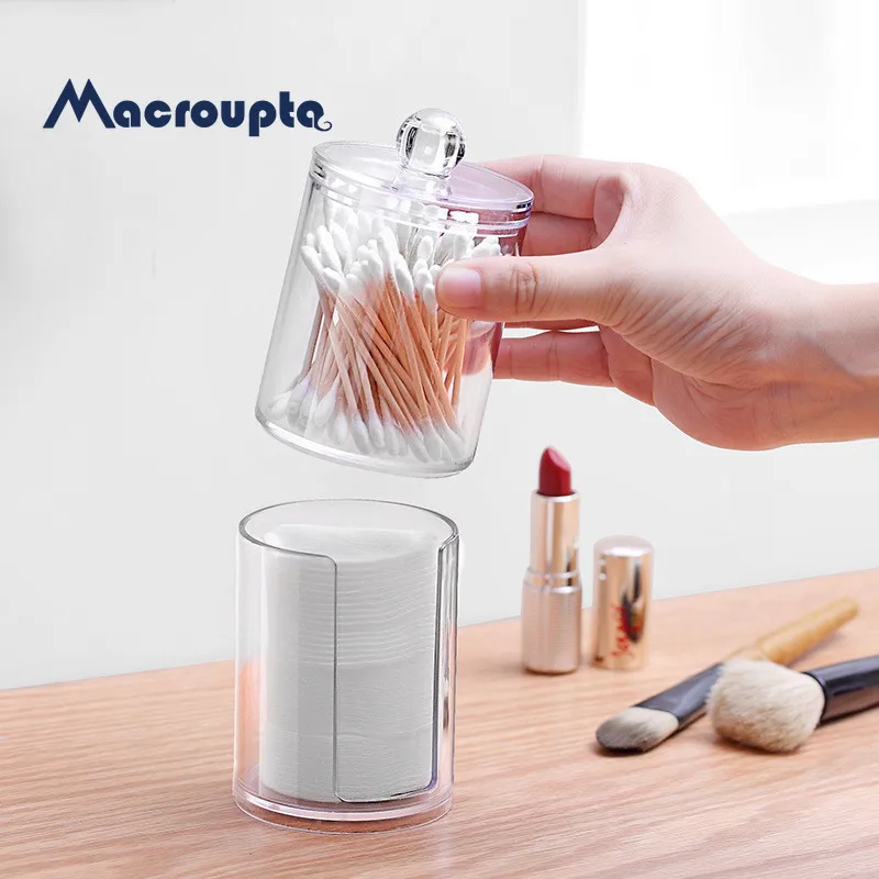 Acrylic Multifunctional Round Qtip Container Cosmetic Makeup Cotton Pad Organizer Jewelry Storage Box Holder and Candy Jars |
