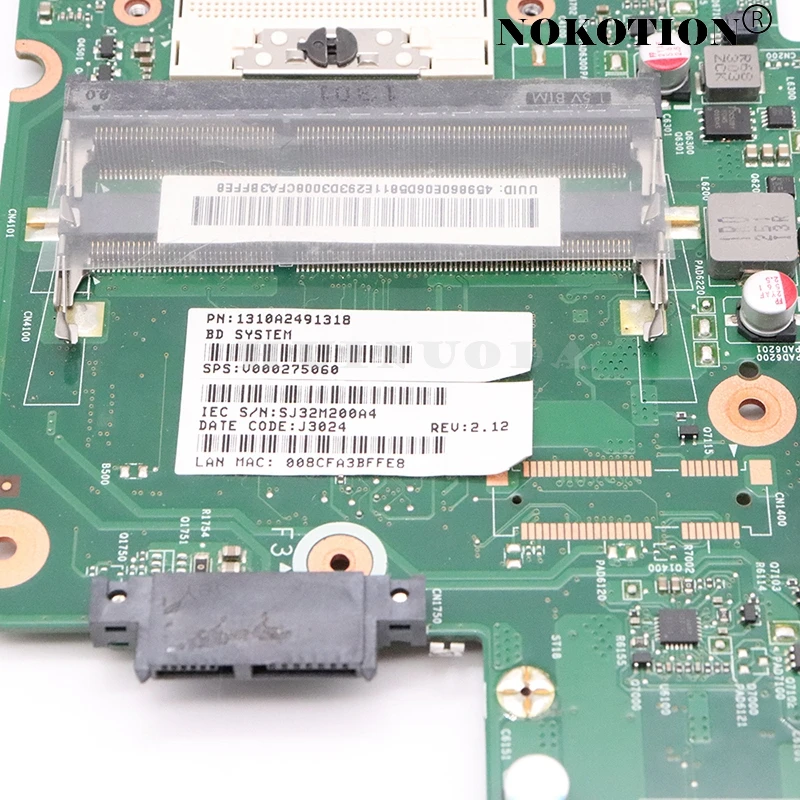 Материнская плата NOKOTION V000275060 для ноутбука TOSHIBA Satellite S855 C855 L855 HM76 DDR3 HD