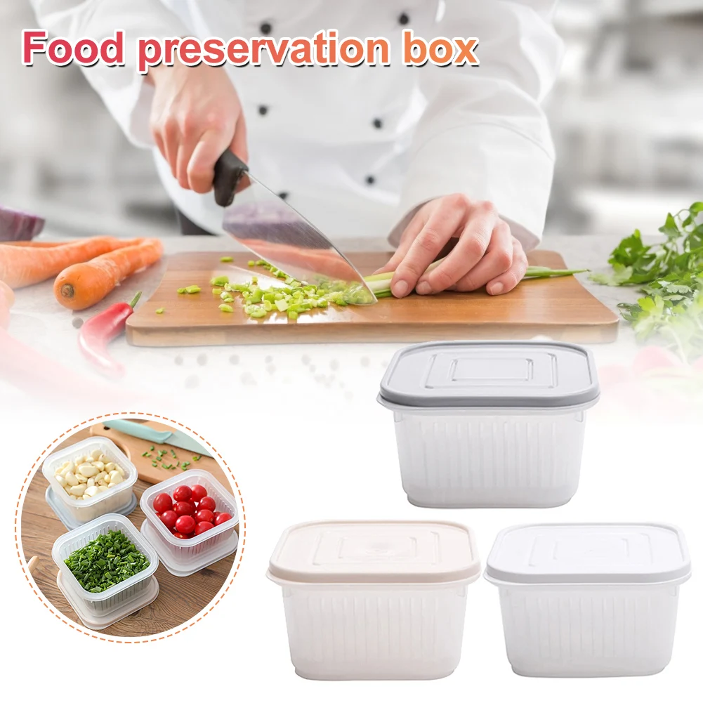 

Fresh-Keeping Box Kitchen Double Plastic Refrigerator Food Crisper Debris Fridge Box For Home Kitchen Supplies Tools