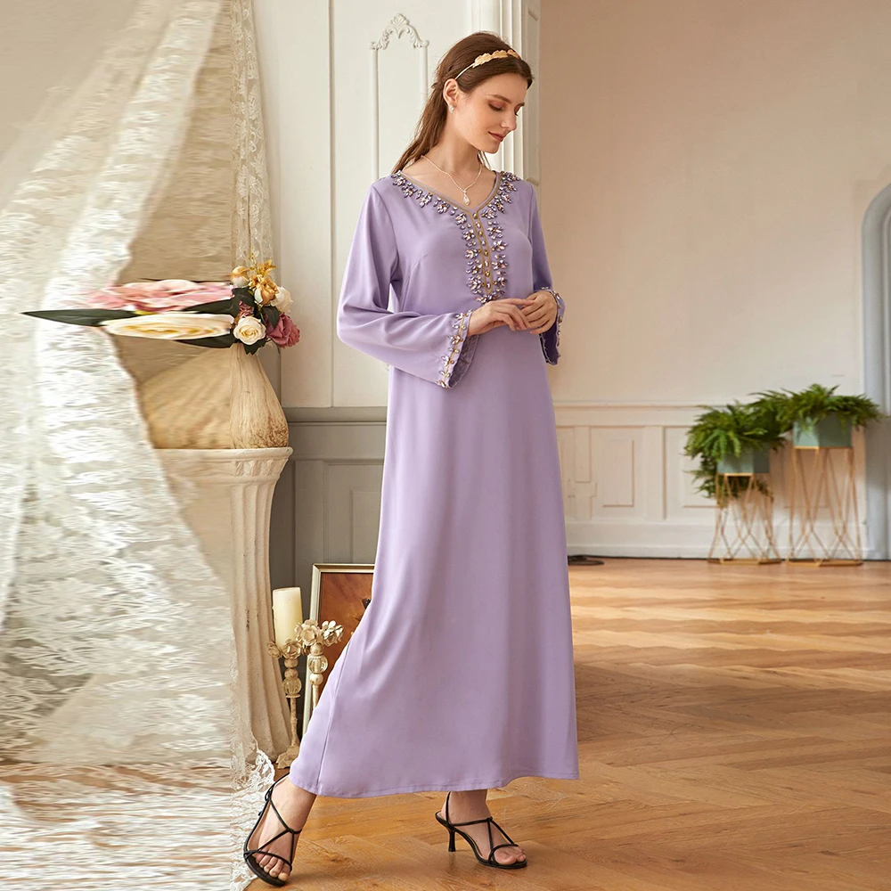 Женское платье-хиджаб Abaya фиолетовое из Турции и в Европейском стиле платья для