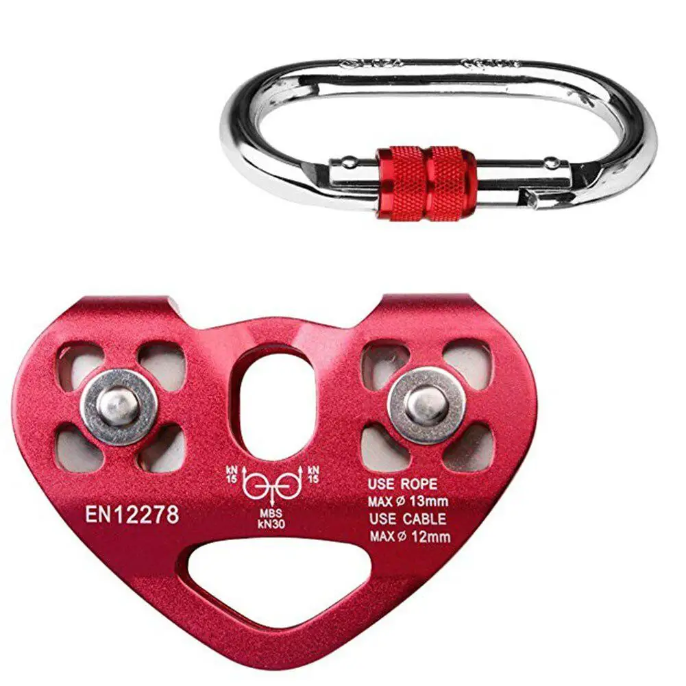 30KN скалолазание пряжки шкив ролик Застежка-Молния Линия тележка спасательный
