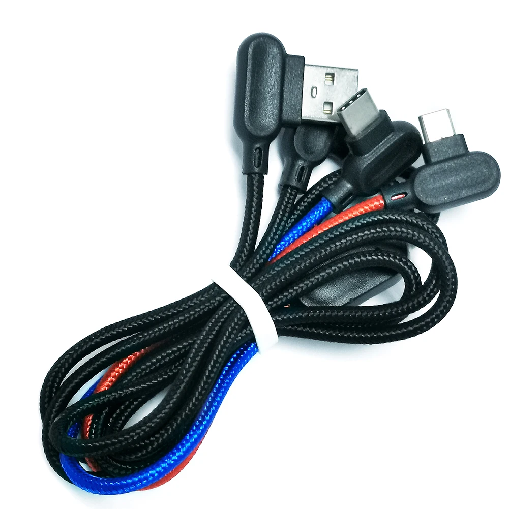 3 в 1 Micro USB быстрый заряд кабеля кабель для samsung iPhone TYPE C L-line 90 градусов Android кабель для мобильного телефона usb зарядный шнур