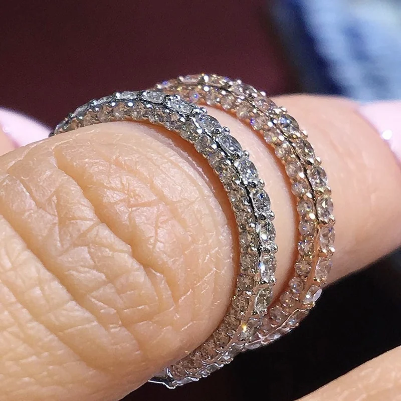 Сияющее вечное циркониевое Проложить Кольцо стек кольцо обручальное 925 пробы