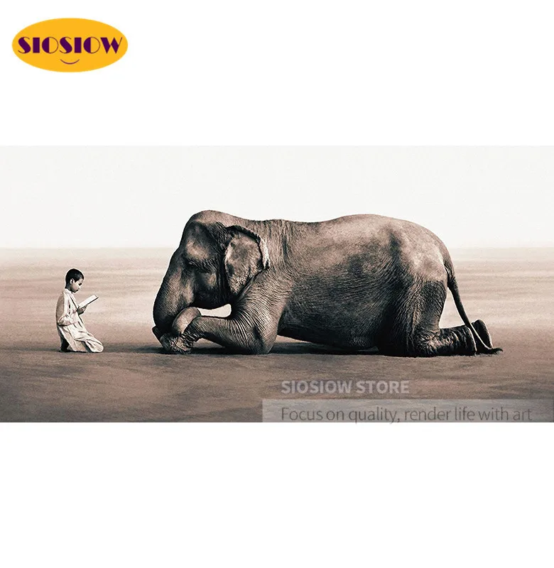 Черно белого цвета с изображением слона Детские 5D DIY алмазная живопись полный