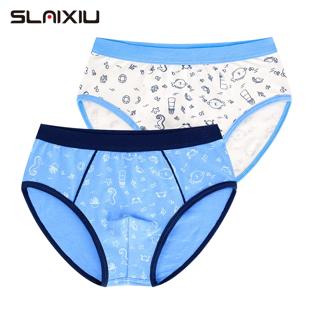 2 шт./лот хлопковые трусы в полоску для мальчиков и девочек боксеры подростков