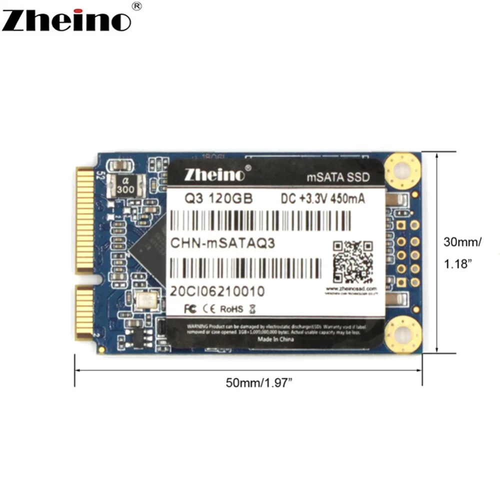 Zheino mSATA SSD 120GB Q3 6 ГБ/сек. Внутренний твердотельный накопитель для ноутбука мини ПК настольный
