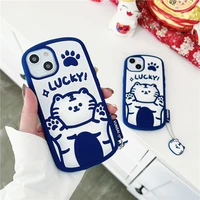 cartoon tiger blue phone case for iphone 13 12 11 pro max x xs max xr 7 8 plus se2020 kids soft silicone cute cover with pendant