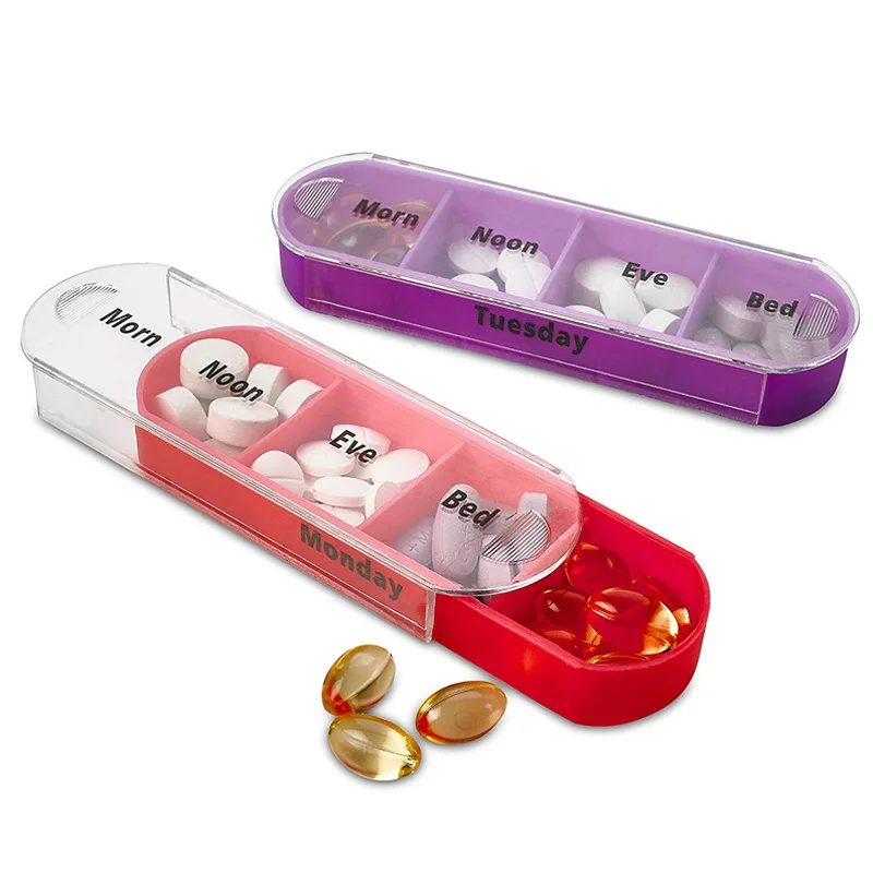 

2021 illbox Weekly 7 Days Pill Organizer Plastic Medicine Storage Dispenser 28 Grids Cutter Drug Case For Home Travel Pill Case