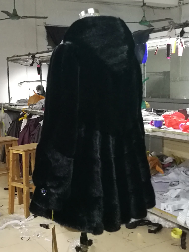 2020 женское длинное пальто из меха норки с капюшоном цельного блока для борьбы