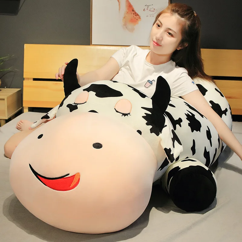 80-120cm Giant Lying Cow Plush Pillow Soft Stuffed Animal Cattle Toys for Children Kawaii Baby Doll Girls Birthday Gift | Игрушки и