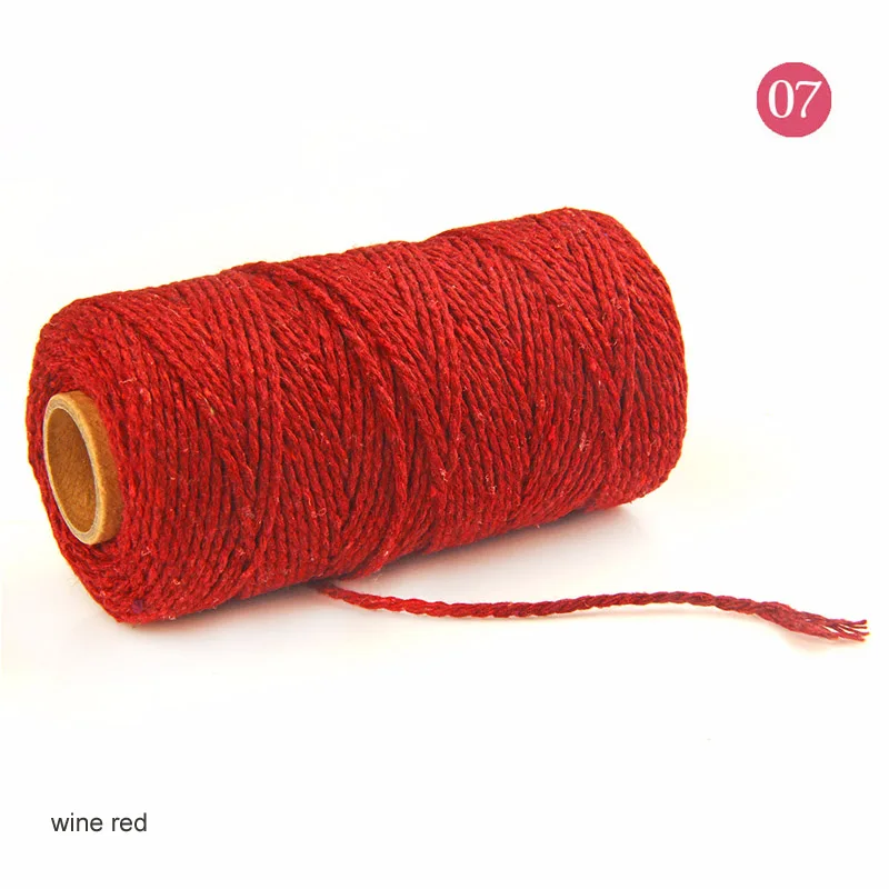 wine red 100 ярдов, 19 цветов, хлопковые шнуры, ручная работа, нить для шитья, ручная работа, ручная работа, шнурок, сделай сам, Свадебный декор, поставка, веревка, ремесло, скрученный шнур макраме - Цвет: wine red
