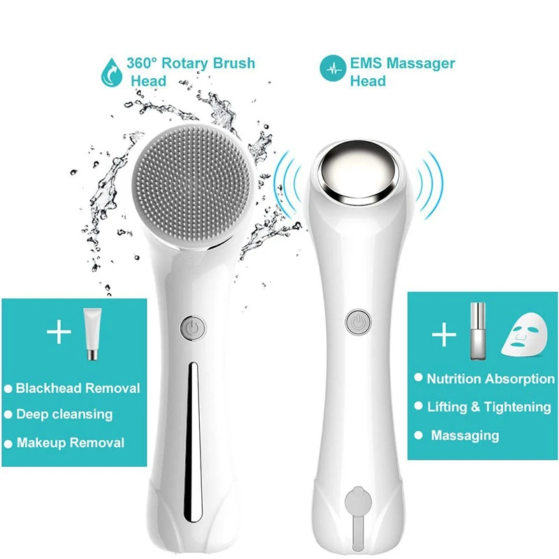 

3Pcs Brush Head Cleansing Brush Massager Charging for Facial Cleansing Exfoliating Facial Massage